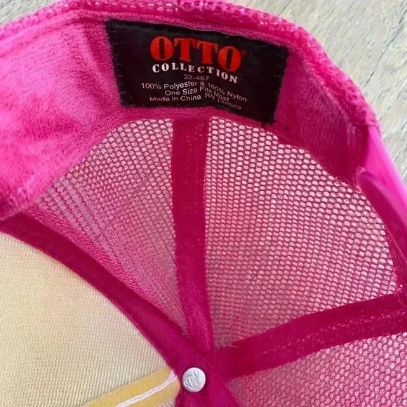 Otto Trucker Hat Smilely Face Pink Adjustable - Picture 2 of 3